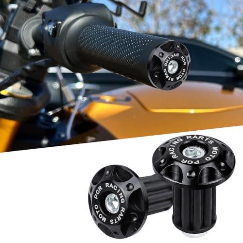 Wuyaoyao 2PCS Motorcycle Bar End Plugs, Aluminum Bar Ends Replacement, Bike Handlebar End Caps, Decorative Handlebar Grip Plugs Universal for Motorcycle, Mountain & Road Bike, MTB, BMX (Black) - color: Black
