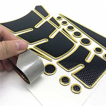 1 Set Gold Universal 3D Motorcycle Gas Tank Sticker, Fuel Tank Protector Decal Pad Self-adhesive and Waterproof - color: Gold