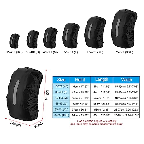 PATIKIL Waterproof Backpack Rain Cover, Non-Slip Backpack Cover with Vertical Reflective Strap Stay Dry for Hiking, Camping, Hunting - color: Black, size: X-Small