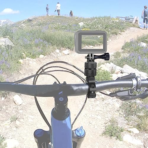 Motorcycle Handlebar Clip Holder 1/4 Screw Bicycle Bike Seatpost Clamp Compatible with Go-pro 11 ONE Action Camera Accessories (Black Set) - color: Black Set