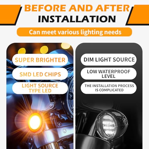 DREAMIZER Motorcycle Led Turn Signal Lights 2pcs,Bullet Blinker Motorcycle Front Rear Brake Light Universal Compatible with Harley Honda Suzuki Triumph Yamaha Bobber Cafe Racer Chopper - color: A-Rear/Black shell + yellow-red light