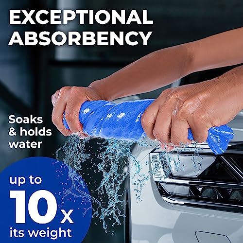 Premium 2pk Mini +1 Free Shammy Cloth for Car Drying - 17”x13” - Super Absorbent Chamois Towel for Car - Scratch-Free, Reusable & Soft Cleaning Towel - color: Pink, Blue, Yellow