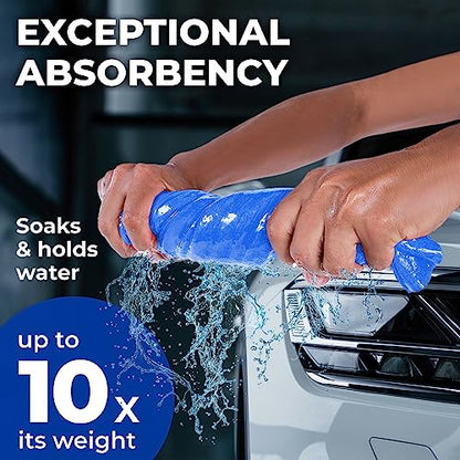 Premium 2pk Mini +1 Free Shammy Cloth for Car Drying - 17”x13” - Super Absorbent Chamois Towel for Car - Scratch-Free, Reusable & Soft Cleaning Towel - color: Pink, Blue, Yellow
