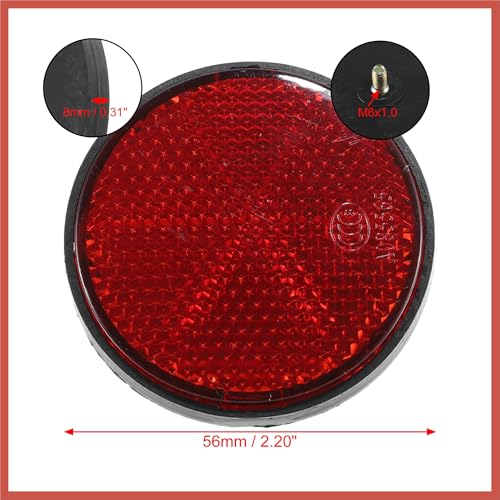 ACROPIX 4 Pcs M6x1.0 Orange Red Plastic Universal Round Screw Mount Reflective Warning Reflector with Nut for Motorcycle Bike Car Parts