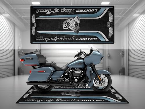 MPM Motorcycle Mat for King of Road Limited Washable Non - Slip Oil & Water Resistant Parking Pitmat for Garage, Showroom, Workshop Use | Sharkskin Blue - Size 2 : 102 x 47/260 x 120 cm - color: Sharkskin Blue, size: Size 2 : 102 x 47 "/ 260 x 120 cm