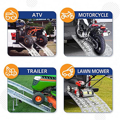 ATV Loading Ramps with Support Legs for Pickup Truck, 7.5FT Aluminum Folding Ramp, Upgraded Ramps for Motorcycle, Snow Blower, Dirt Bike, Lawnmowers / 2650lbs Max Load / 2Pcs
