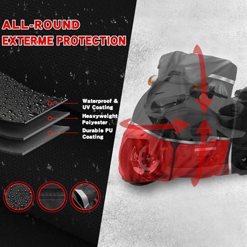 420D Motorcycle Cover Suitable for Honda GL1500, GL1800, Valkyrie Interstate, Oxford Cloth Waterproof Motorcycle Cover Easy to Clean Tear-Resistant All Weather Protection for Outdoor Protection - size: Honda Touring