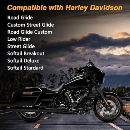 EVRBUL Motorcycle Cover Heavy Duty 420D Outdoor All Seasons Motorbike Sun Cover Protection Compatible with Harley Davidson Road Glide Custom Street Glide Low Rider and up to 98’’ Most Motorcycle - size: 98’’-Side box