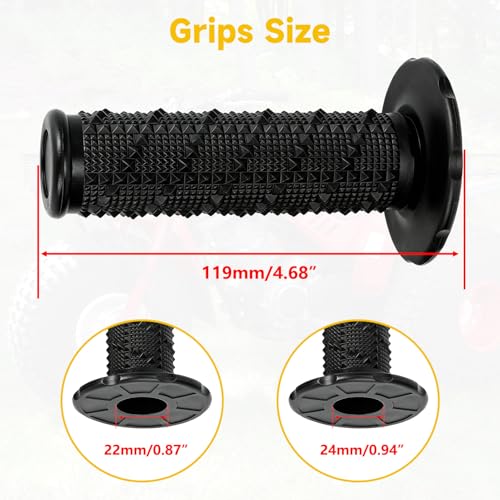 HIAORS 7/8" Handlebar Handle Grips Compatible with 50cc 70cc 125cc 150cc CRF50 XR50 CRF70 CRF125 TTR90 TTR110 TTR125 PW80 KLX250 SSR125 TaoTao Apollo Pit Dirt Bikes Motocross Motorcycles Parts Black - color: black