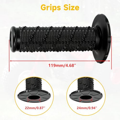 HIAORS 7/8" Handlebar Handle Grips Compatible with 50cc 70cc 125cc 150cc CRF50 XR50 CRF70 CRF125 TTR90 TTR110 TTR125 PW80 KLX250 SSR125 TaoTao Apollo Pit Dirt Bikes Motocross Motorcycles Parts Black - color: black
