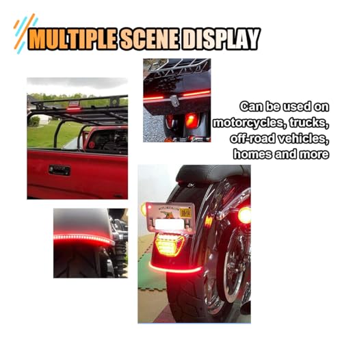 Universal 8" Flexible LED Light Strip Bar with Tail Brake Stop Turn Signals Lights, Waterproof LED License Plate Tail Light Bar for Motorcycle Scooter Quad Cruiser Off Road