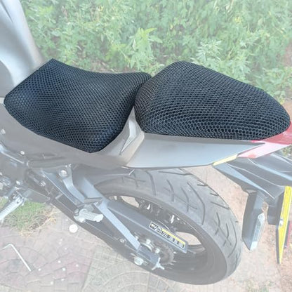 Compatible with Kawasaki Ninja 400 3D Honeycomb Motorcycle Seat Cushion Cover Breathable Waterproof Non-Slip Comfortable Protective Motorcycle Seat Cushions Pad Cover, Black
