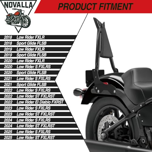 33” Tall Detachable Sissy Bar Backrest Pad Fit For Harley Davidson Softail Harley, Softail Models 2018-2025 Low Rider FXLR FXRST FXLRS FXLRST FLSB (GB-NEW) - color: GB-NEW