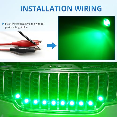 4Pcs 23mm DC 12V Black shell Eagle Eye Cob LED Car Fog DRL Daytime Running Light Backup Reverse Tail Rock Lights Headlights Signal Lamp Small bulb use for car and motorcycle (Green) - color: Green