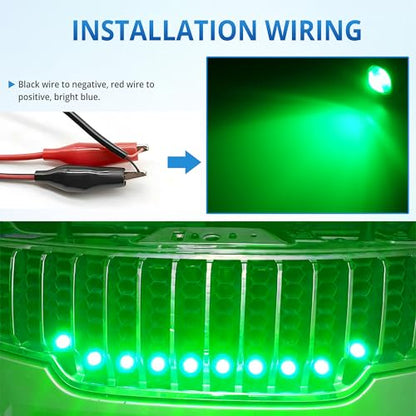 4Pcs 23mm DC 12V Black shell Eagle Eye Cob LED Car Fog DRL Daytime Running Light Backup Reverse Tail Rock Lights Headlights Signal Lamp Small bulb use for car and motorcycle (Green) - color: Green