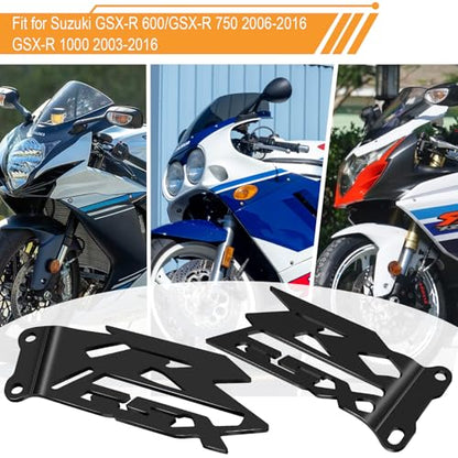 Foot Pegs Heel Plates Guard Protector for Suzuki GSX-R 1000 2003-2016, GSXR 600/GSXR-750 2006-2016 - color: Black