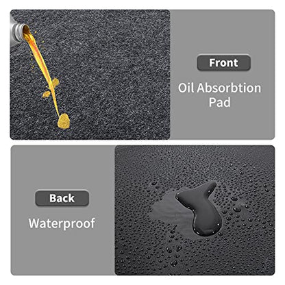 HOMBYS Extra Large Garage Floor Mats for Under Car, Dark Grey Garage Flooring Rug, Motorcycle Oil Spill Mat, Absorbent Oil Garage Parking Mat 7’4”x17', Non Slip and Waterproof Backing - size: 17' x 7'4"