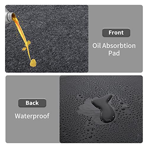 HOMBYS Garage Floor Mats for Under Car, Dark Grey Garage Flooring Rug, Motorcycle Oil Spill Mat, Absorbent Oil Garage Parking Mat 7'9"x18', Non Slip and Waterproof Backing - size: 18'x7'9''