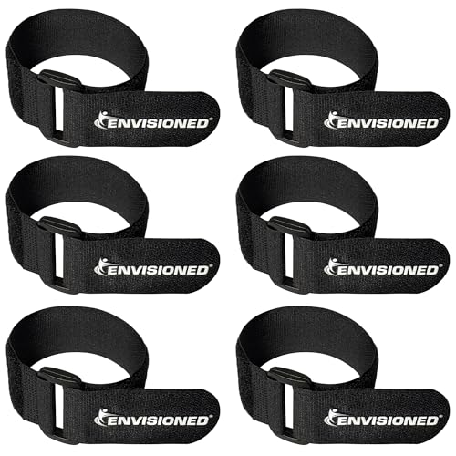 Reusable Cinch Straps 2" x 12" (Usable Length is 8.75") - 6 Pack, Multipurpose Strong Gripping, Quality Hook and Loop Securing Straps (Black) - size: 2" x 12"