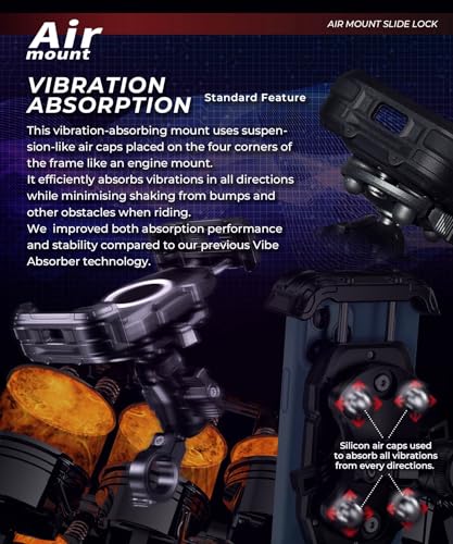Kaedear Motorcycle Smartphone Holder, Vibration Absorption, Mount, Air Mount, Side Lever Lock, Intermediate Arm, Durable Strength Slide Lock KDR-M28