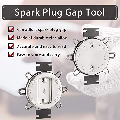 2 Pieces Spark Plug Gap Gauge Tool Spark Plug Gauge Measuring Tool Metric Standard Inches Gapper for Motorcycles