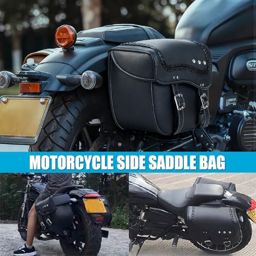 Universal Motorcycle Bag,Waterproof PU Leather Saddle Bags,30L Large Capacity Motorcycle Tail Bag,Universal Accessories,Suitable For Cruise/Saddlebags Saddle Bag.