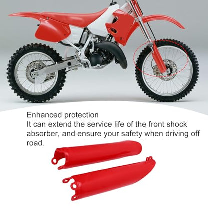Aramox 1 Pair Front Fork Guard Shock Covers, Front Shock for CR125 CR250 CR500 1993-2007, CRF250R 2004-2018 Red