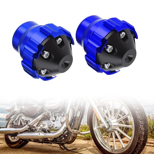 Frame Slider Anti-Crash Protector for Motorcycles 5.3 cm Aluminum Alloy Front Fork Wheel Fall Protection Guard Blue 1 Pair - color: Blue