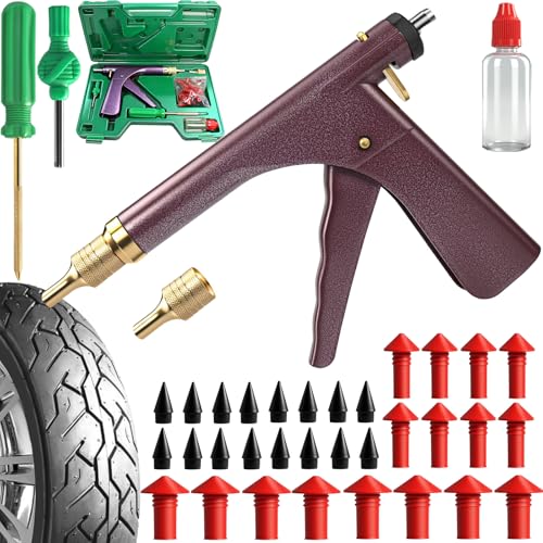 37 Pcs Mushroom Tire Plug Kit,Tire Plug Gun with 16 Plugs for Tubeless Tyre Punctures and Flats on Motorcycle,ATV,Trucks & Tractors,Fix a Flat Roadside Rapid Repair Set - size: 37 Pcs Mushroom Tire Plug Kit