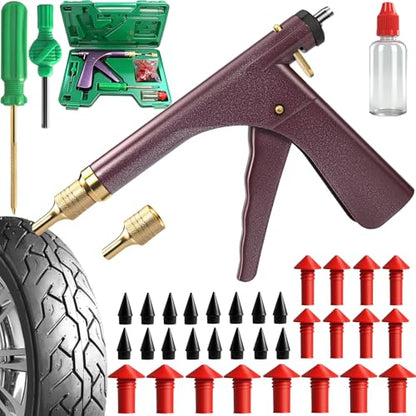 37 Pcs Mushroom Tire Plug Kit,Tire Plug Gun with 16 Plugs for Tubeless Tyre Punctures and Flats on Motorcycle,ATV,Trucks & Tractors,Fix a Flat Roadside Rapid Repair Set - size: 37 Pcs Mushroom Tire Plug Kit