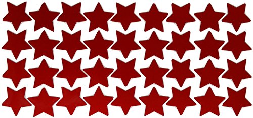 LiteMark Reflective Red 1 Inch Stars Sticker Decals for Helmets, Bicycles, Strollers, Wheelchairs and More - Pack of 36 - color: Red