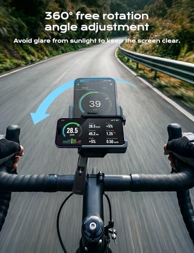 Motorcycle Phone Mount,[1s Auto Lock & Vibration Dampener]Anti-Shake Handlebar Cell Phone Clamp,360° Rotation Bike Phone Holder for iPhone 17 16 Pro Max, Samsung Galaxy S25 Ultra, 4.7-7.2" Smartphones