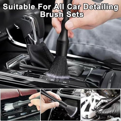 8PCS Car Detailing Brush Set, Car Detailing Brush, Soft Car Cleaning Brush, Suitable for Cleaning Car Interiors, Including Air Vents, Center Console, Seat Gaps, and More - color: black-gray