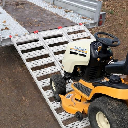 Tri-Fold Ramps for Pickup Trucks, Extra Width Aluminum ATV 1500 Lbs Capacity, Powersports Loading Ramps with Load Straps for Motorcycles, UTV, Lawn Mowers, Trucks, Lawnmowers, 76" L x 50" W
