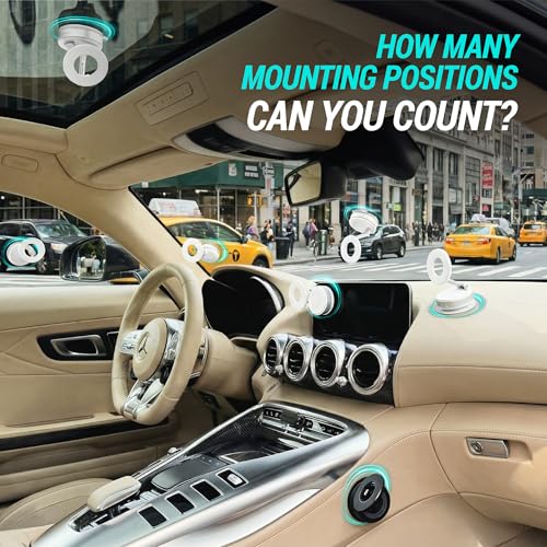 CARMOUNT Clutch-X™ White – Upgraded Vacuum Phone Mount Suction Cup Car Phone Holder for iPhone, Window Phone Mount, 360° Vacuum Magnetic Phone Holder for Car, Magnetic Phone Holder with Suction Cup - color: White