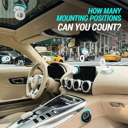 CARMOUNT Clutch-X™ White – Upgraded Vacuum Phone Mount Suction Cup Car Phone Holder for iPhone, Window Phone Mount, 360° Vacuum Magnetic Phone Holder for Car, Magnetic Phone Holder with Suction Cup - color: White
