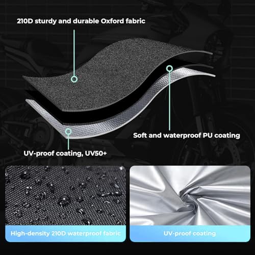 Outdoor Motorcycle Cover for Bintelli Spark 49 |All Weather Waterproof Motor Bike Covers Moped Protective Tarpaulin Oxford UV Rip Dust with Reflective Strips and Lock Hole - size: for Spark 49