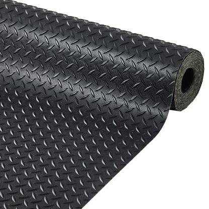 7.8 x 18 FT Garage Floor Mat, 2.8mm Thickened Flooring Roll Diamond Plate PVC Rubber Trailer Mat, Non-Slip Floor Protector Mat for Garage, Warehouse, Gyms, Trailer, SUV
