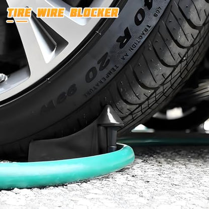 4PCS Car Hose Guide, Vehicle Detailing Cleaning Tools Hose Guides Preventing Wash Stuck Under The Tires, Automotive Wheel Rolling System Tool for Washing, Universal Fit (Black) - color: Black