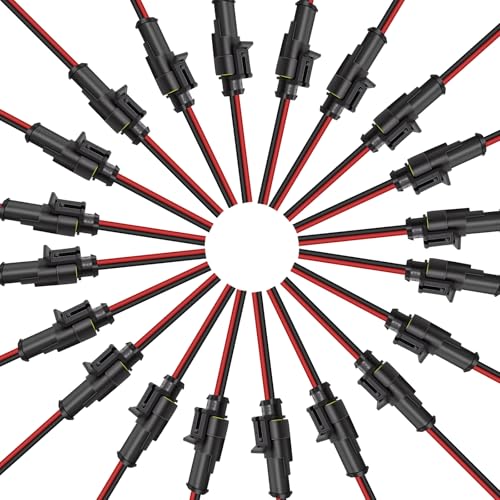 20Pcs Car Waterproof Electrical Connector, 2 Pin Connector, 16 AWG 2 Wire Waterproof Connector, Car Electrical Connectors for Automobiles, Trucks, Boats, Motorcycles - color: 2pin, size: 20pack