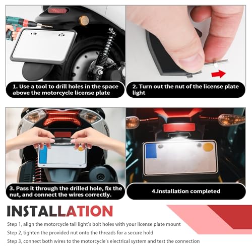 Motorcycle License Plate Light 12V,Shockproof & Sealing LED License Plate Light Bar for Illuminating Licenses Plates,Universal Motorcycle Tail Lights as Motorcycles Lights