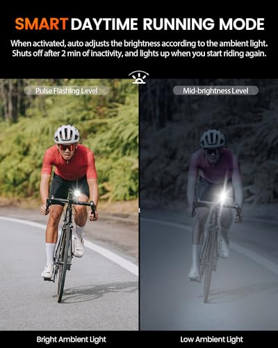 RAVEMEN K700 LED Bike Light Under Mounted Bicycle Light with Auto Off 4+1 Smart Daytime Riding Mode, IPX7 Rechargeable Bike Headlight for Day Night Riding Urban Cyclists