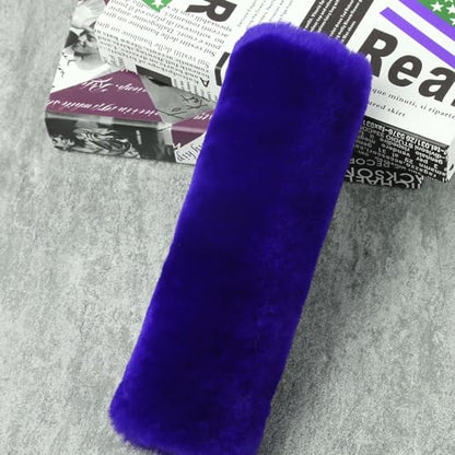 OGLAND Genuine Sheepskin Soft Fuzzy Car Seat Belt Should Pad, Soft Fluffy Seatbelt Strap Covers for Neck Cushion Protector Car Accessories(1pcs/Blue) - color: Blue