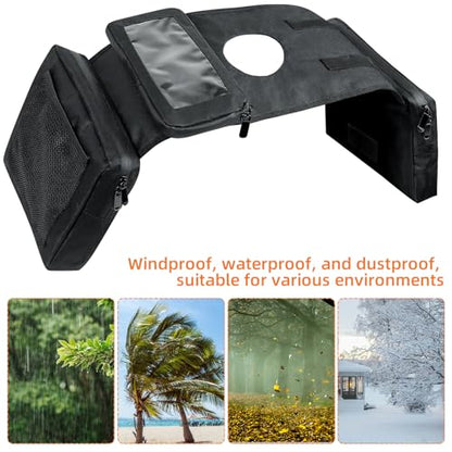Universal ATV Tank Saddle Bag, Waterproof Motorcycle Fuel Tank Bag with Phone Pocket, Durable Synthetic Storage Bag Compatible with UTV Quad Bike Snowmobile, Black atv Saddle Bag