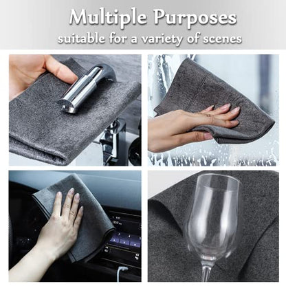 XANGNIER Thickened Magic Cleaning Cloth,8 Pcs Lint Free Cloth,Reusable Microfiber Cleaning Rag for Windows,Mirror,Glass,Car,Gray - color: Gray
