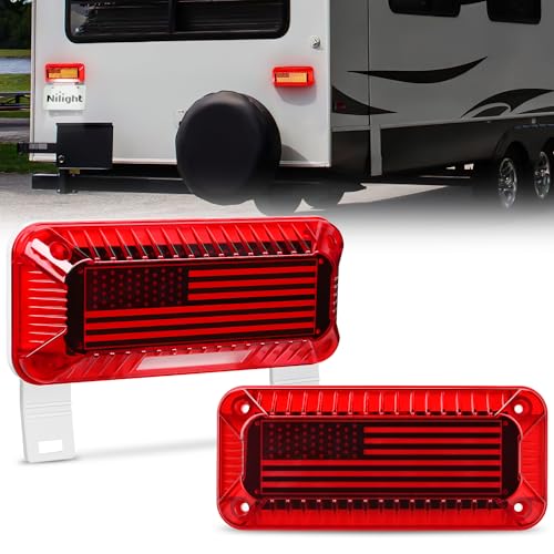 Nilight RV Tail Light 2PCS 72 LED Red Running Stop Brake Turn Signals White License Plate Lights Surface Mount Waterproof Taillights for Caravan Camper Van - color: RV Tail Light 72LED 2PCS