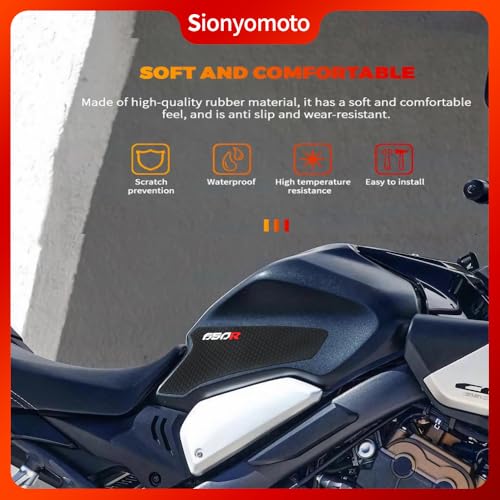 Fuel Gas Tank Pad Protector Stickers Decal Set Compatible with CBR650R CB650R 2019 2020 2021 2022 2023- Anti-Slip Protective Kit, Black | 3-Piece