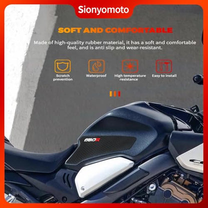 Fuel Gas Tank Pad Protector Stickers Decal Set Compatible with CBR650R CB650R 2019 2020 2021 2022 2023- Anti-Slip Protective Kit, Black | 3-Piece
