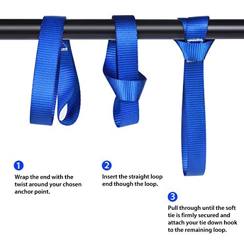 Soft Loop Tie Down Straps (8 Pack) 1800Lbs Load Capacity, 4800Lbs Breaking Strength Heavy Duty Tie Down Loops for Securing ATV UTV Motorcycles Scooters Dirt Bikes Lawn Garden Equipment - color: blue-8Pack