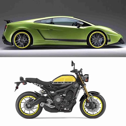 Reflective Wheel Rim Stripe Decal Sticker for 16-19 inch Rim Size Universal Car Motorcycle Wheel Reflective Pinstripe Decal Tape Sticker Decoration Film (Fluorescent Yellow)